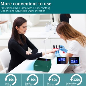 M&R 602Pro zöld vezetéknélküli LED körömlámpa, vezetéknélküli körömszárító, 72W -os újratölthető LED körömlámpa, hordozható gél UV LED körömlámpa 4 időzítő -beállítási érzékelővel és LCD kijelzővel, p...