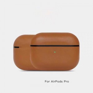 Airpods Pro bőr tok, valódi retro olajviasz őrült ló bőr tok, teljesen kézzel készített, elülső LED látható, (sötétbarna)