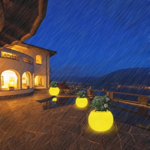 LED kerek virág edény kültéri kerti vízálló gyep könnyű karácsonyi parti táj dekorációs lámpanagy újratölthetőnövényi edény padló lámpa