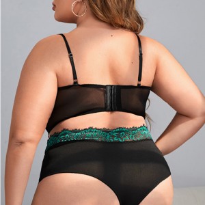 Virágos csipke push-up szexi fehérnemű szett egy pár lábgyűrűvel