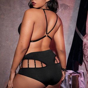 Lánc részlet gyűrű összekapcsolva kivágott szexi fehérneműkészlet