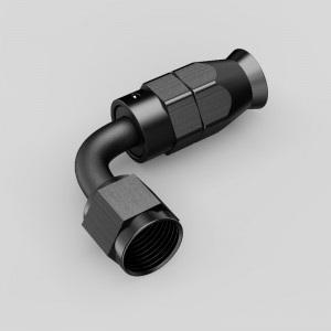 Alumínium ptfe tömlő végek Fűtőalapú cső 90 fokos tömlő vége egy szerelvény AN4 AN8 AN10 AN12