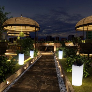 Kültéri kerti LED -es világított virágcserepek, RGB színváltó műanyag LED megvilágított virágcserepek esküvőre, rendezvényparti, szálloda, bevásárlóközpont megnyitó ünnepség dekorációja (vízálló IP68)