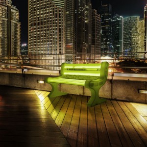 Olcsó LED, megvilágított kültéri pad eladó, RGB színváltozás Műanyag időjárású LED -es pad kerthez, parkhoz, teraszhoz