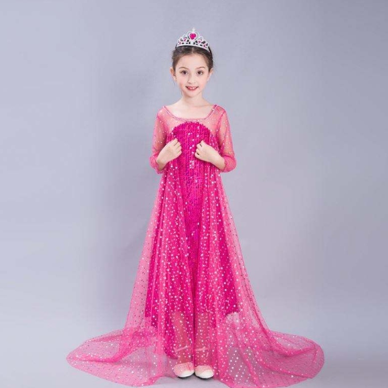 Baige Blue Elsa flittered lány gyerekek Halloween cosplay jelmez Elsa ana hercegnő ruha