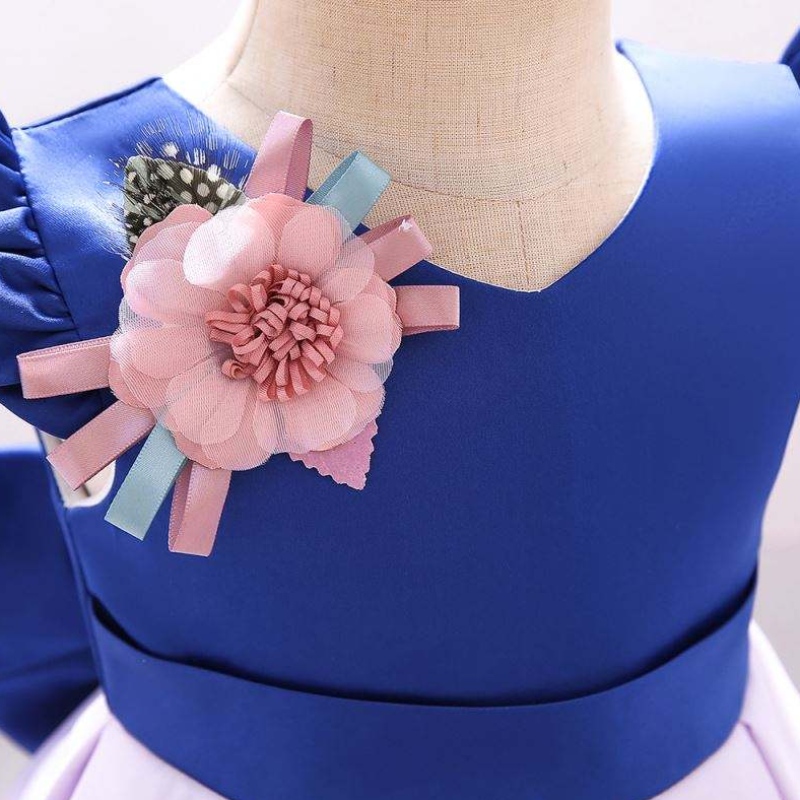 Baige új divatnyomtatott lányok design fasz gyerekek virág születésnapi ruháknagykereskedelmi l2033xz