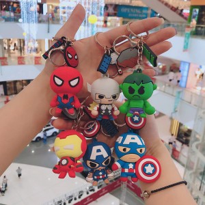 Nagykereskedelmi egyedi, jó minőségű, lágy gumi 3D PVC aranyos kulcstartó