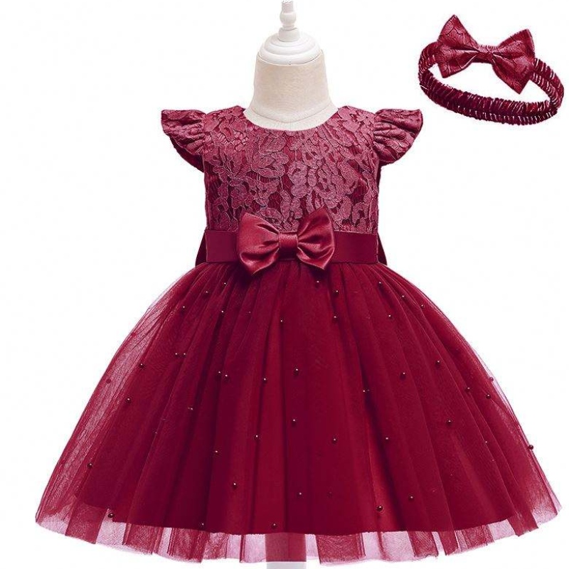 Baige forró eladás vörös gyerek ruhák lányok ruhák buli születésnapi party ruha fejpánt d0761