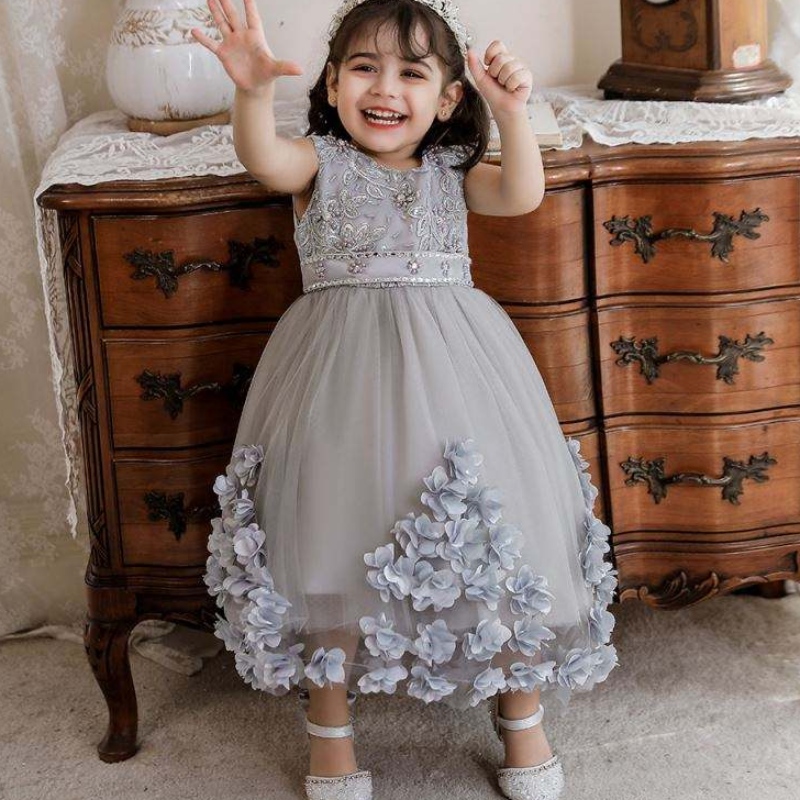Baigenyári virágos gyerekek kislány ruhák Party hercegnő esküvő 1 éves születésnapi ruha N2103
