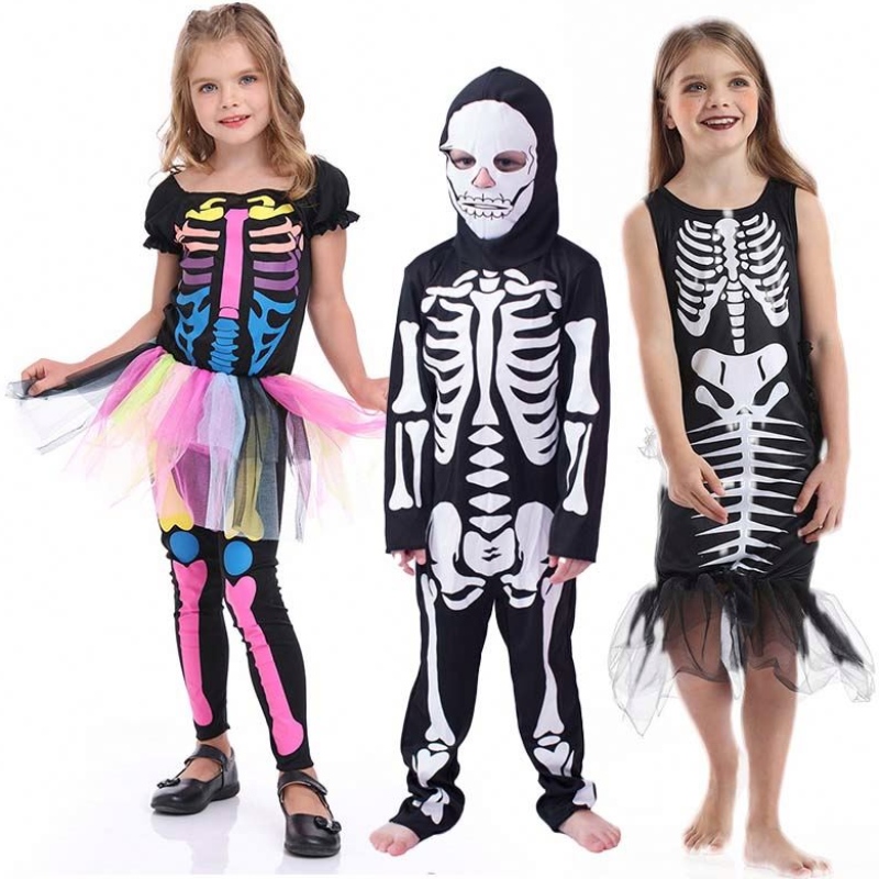 Halloween félelmetes öltözködési csontváz lány fiú gyerek csontok jelmez HCVM-002