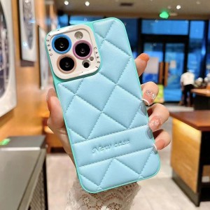 Alkalmas iPhone13Promax kis illatos légpárna 14 báránybőr kockás folt bőr telefon tok 12 védőtok