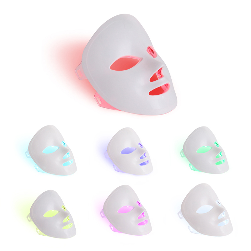 7 színű könnyű hordozható arc LED arcmaszk könnyű terápia otthoni használatra, LED -es fényterápia arcbőrápolási maszk - Kék&Piros fény pattanás fotonmaszkhoz - Korea PDT technológia pattanások redukciójára