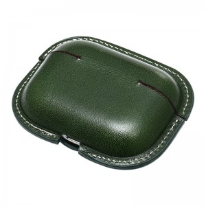 Új Apple Airpods Pro2 védő tok, katonai zöld színű, illeszkedő borjúbőr integrált védő tok, Bluetooth headset tok ütközésálló bőr tok