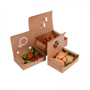 Nagykereskedelmi élelmiszer -minőségű elvihető eldobható Kraft papír gyors, biológiailag lebontható hordozható élelmiszer -csomagolás