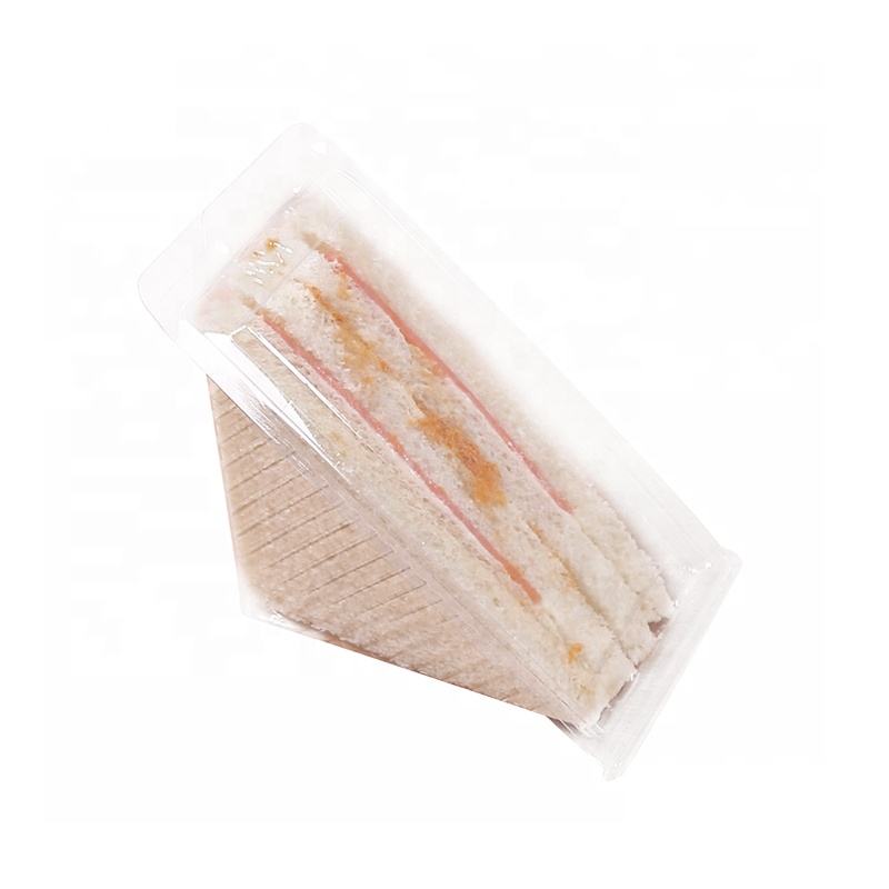 Tiszta háromszög doboz csomagolásnagykereskedelmi műanyag ételek egyedi címke eldobható gyönyörű szendvics és sütemény ügyfél logo háziállata, PLA