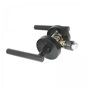 R7506 Fekete ajtófogantyúk, modern kortárs vékony kerek kialakítással otthoni hálószobához vagy fürdőszobához, kulcsnélküli ajtózár