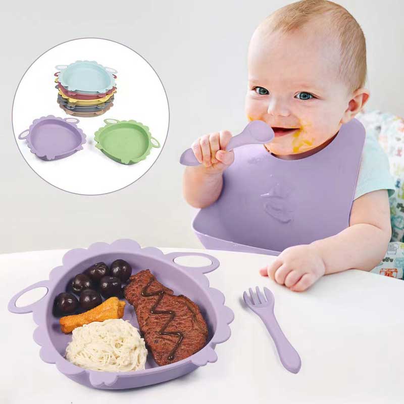 Baba asztali edények juh étel minőségű szilikon puha baba etető tálnem BPA vacsora szilikon etető tányérok kisgyermekekhez