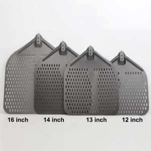 Leválasztható fogantyú eloxált 12 hüvelyk/13 hüvelyk/14 hüvelyk/16 hüvelyk perforált alumínium pizza héj pizza pizza pizza spatula pizza paddle