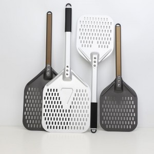 Letakarítható alumínium fogantyú eloxált 8 hüvelykes 10 hüvelykes perforált alumínium pizza pizza lapát pizza spatula pizza paddle kemencék kiegészítők