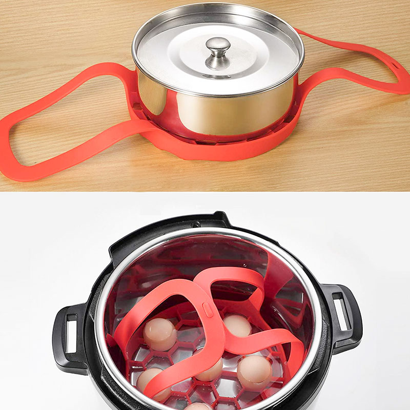 Szilikon gőzös szőnyeg hevederrel és szkennelésgátló asztal Mat BPA-mentes szilikon tojás gőzös állvány, könnyen tisztítható és utazik