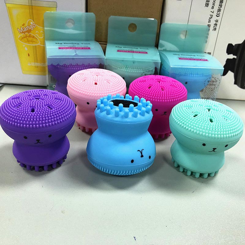 Tisztító kefe szilikon kézi tisztító kefe és masszírozó, polip alakú tisztító kefe mélytisztító szelíd hámlasztás bőrmasszázshoz