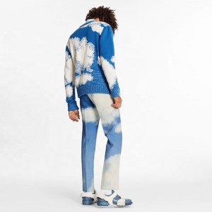 Lendületes ruhadarab egyedi férfi pulóver gyártója vastag kötött Jacquard pulóverek színblokk gyapjú pulóver az ember számára