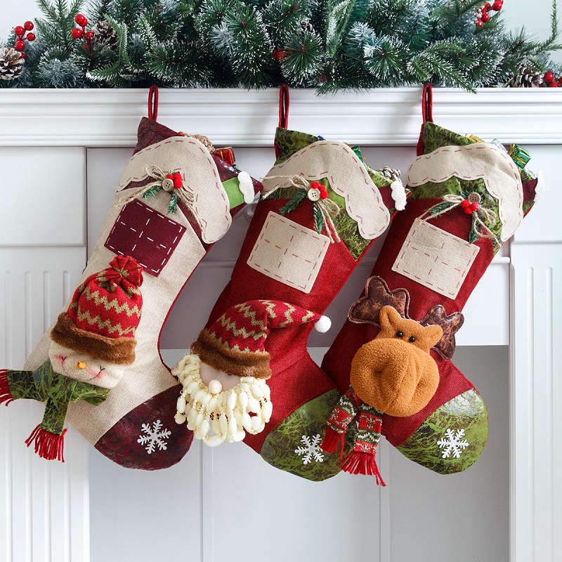 Forró stílusú karácsonyi zokni karácsonyi ajándék táskák karácsonyi jelenet dekorációk