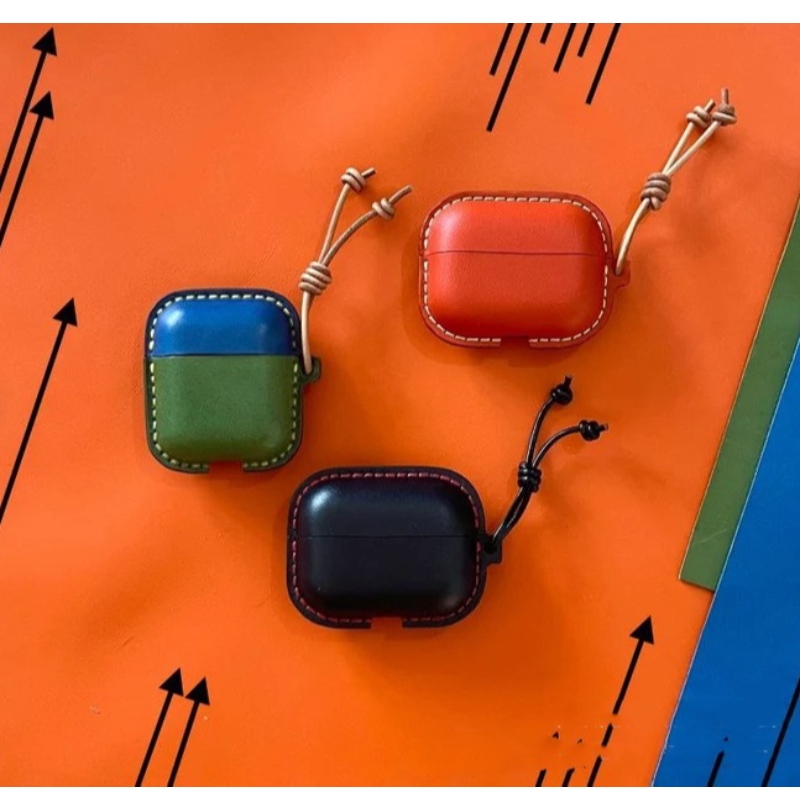 Új Apple AirPods védő tok, mindenfunkciós kézzel készített bőr tok, Bluetooth headset tok, ütközésgátló bőr tok