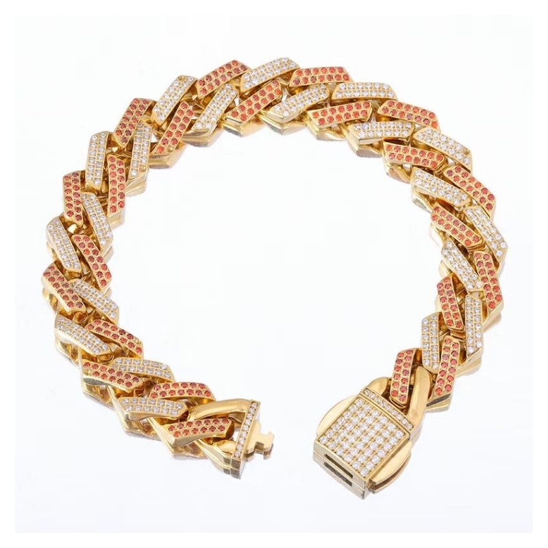 Cirkon személyre szabott hip -hop kubai karkötő kristály szuper flash száz mérkőzés