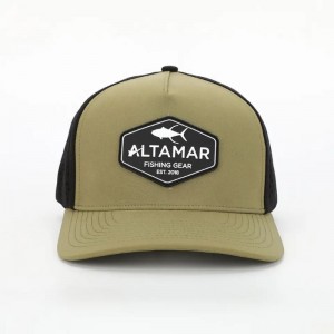 Egyéni 5. panel vízálló hadsereg zöld poliészter lézeres lyukú sport kalap, perforált golf gorras, gumi javító logó baseball sapka