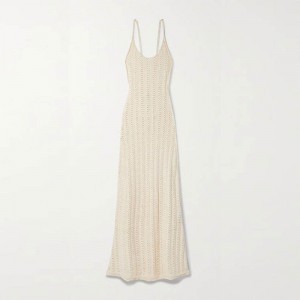 Kötöttáru -gyártók egyedi kereknyaki heveder üreges háttérnövény szexinők kötött ruha