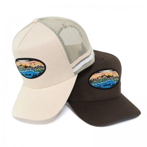 Klasszikus egyedi magas korona Ausztrália ország akril 5 panel 3D hímzett logó oldala 2 Stripe Trucker kalap hálósapkák