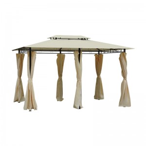 10 \\\\ \'x 13 \\\\\' Kültéri puha felső pavilon pergola függönyökkel, 2-szintű acélkeret pavilon a teraszhoz, krémfehér