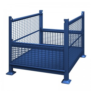 Fém huzalháló ömlesztett tartály fél csepp ajtókkal - összecsukható