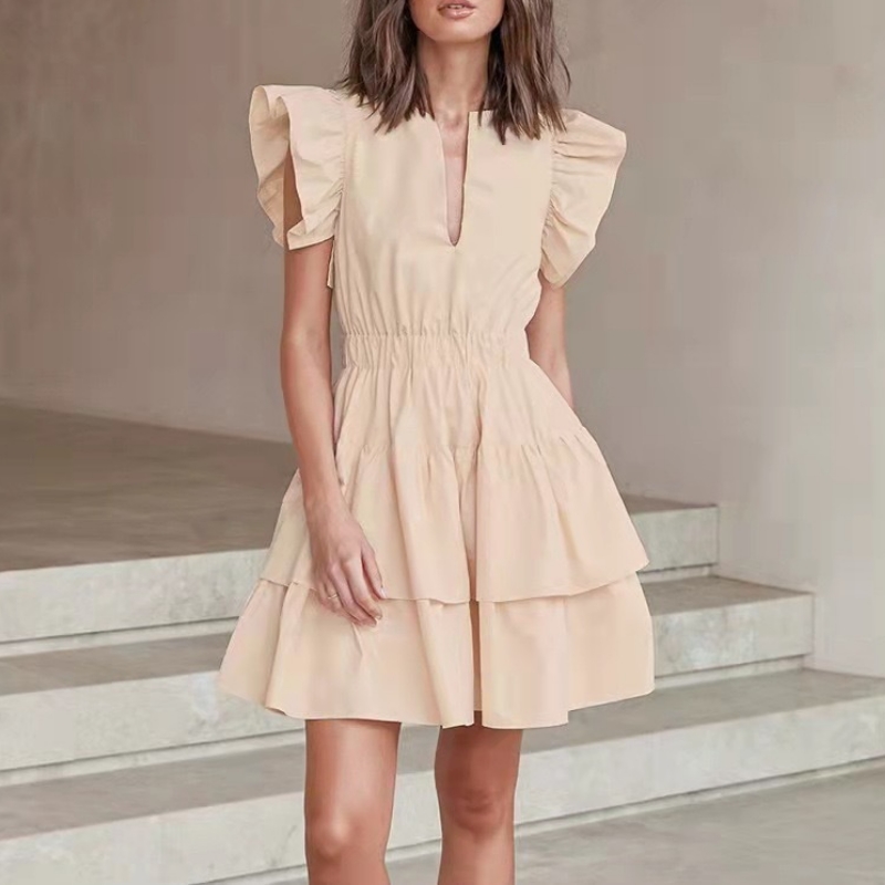 Európai és amerikai új szexi V-nyakú rövid vékony torta szoknya