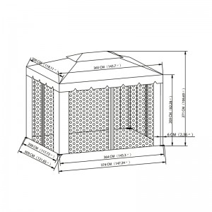 10 láb x 12 láb. Gazebo kültéri tevékenységi használat szúnyoghálóval, csokoládéval