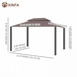 10 \\\\ \'x 13 \\\\\' terasz pavilon dupla tető kültéri pavilon lombkorona menedékhely hálóval&függönyökkel, kávé