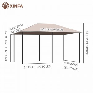 10 \\\\ \'x 13 \\\\\' kültéri teraszos pavilon lombkorona menedékhely 6 kivehető oldalfallal, khaki