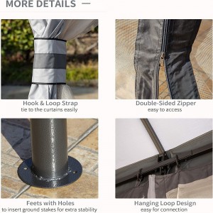 10 \\\\ \'X 12 \\\\\' Kültéri pavilon terasz pavilon lombkorona menedékhely w/double szellőztetett tető, cipzáras háló oldalfalak, szürke