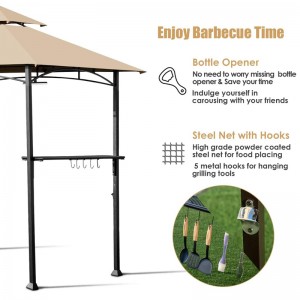 8 \'x 5 \\\\\' 2-Tier Canopy Top Grill Gazebo kültéri teraszos barbecue pavilon menedék erős acélkerettel