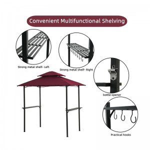 8 \'X 5\' \'Canopy Top Grill Gazebo kültéri teraszos barbecue pavilon menhely, erős acélkerettel, piros