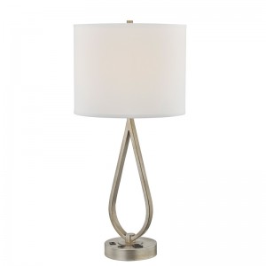 Alvó asztali lámpa antik ezüst kivitelben, asztali lámpa, kényelmes aljzat és USB -port