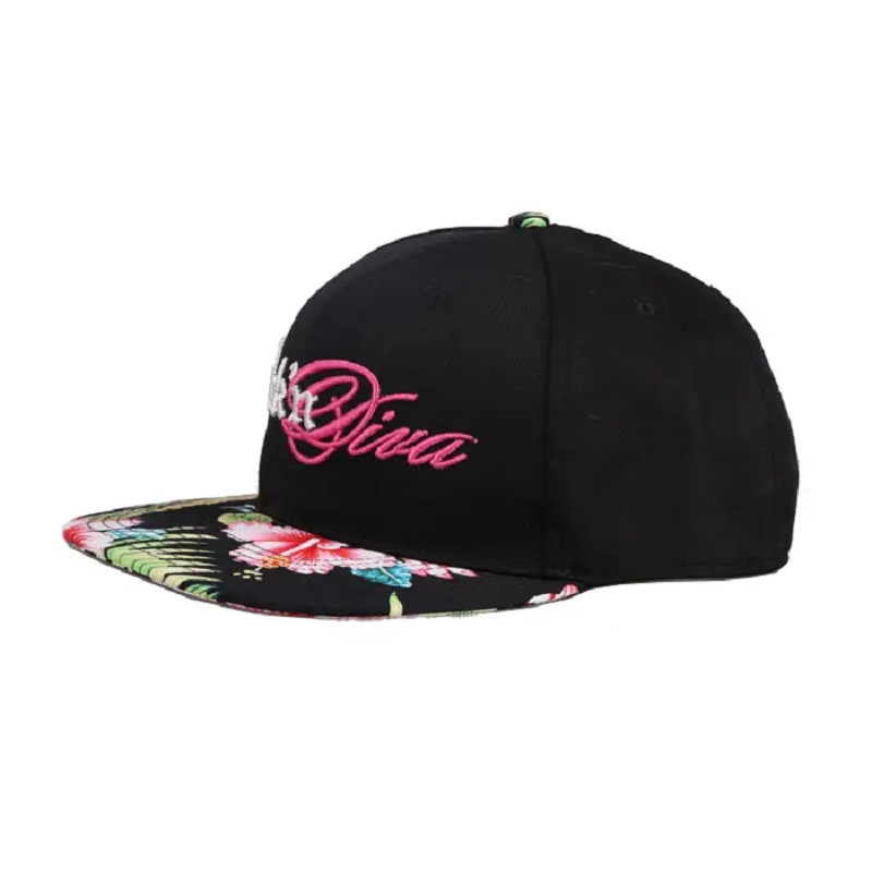 Vicces OEM 100% poliészter alsó alsó hímzés trópusinyomtatás 2 hangú Snapback sapka