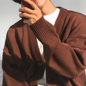 Őszi/winter hosszú ujjú kötött laza kardigán v-nyakú férfi pulóver