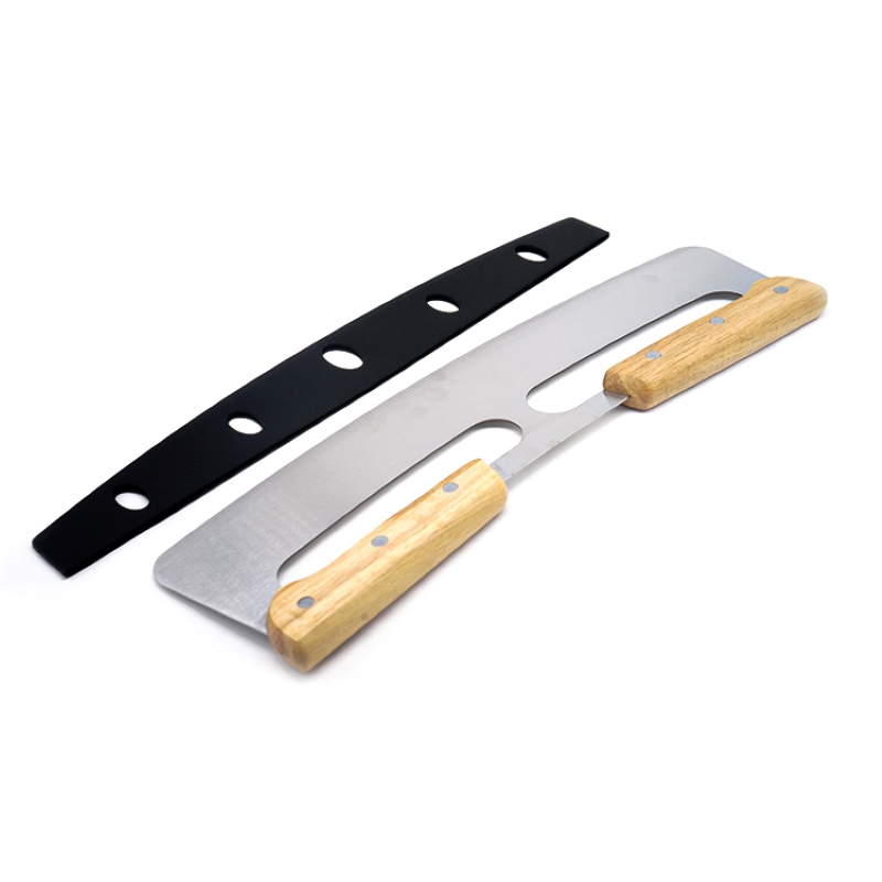 Forró eladás rozsdamentes acél vágó pizza, pizza vágó pizza rocker konyhai szerszám műanyag borítás védelmével