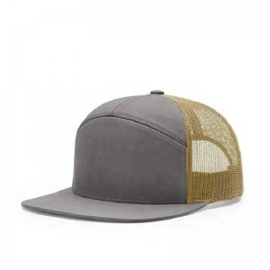 Kiváló minőségű egyedi síkság 7 panel háló teherautó kalap snapback kalap