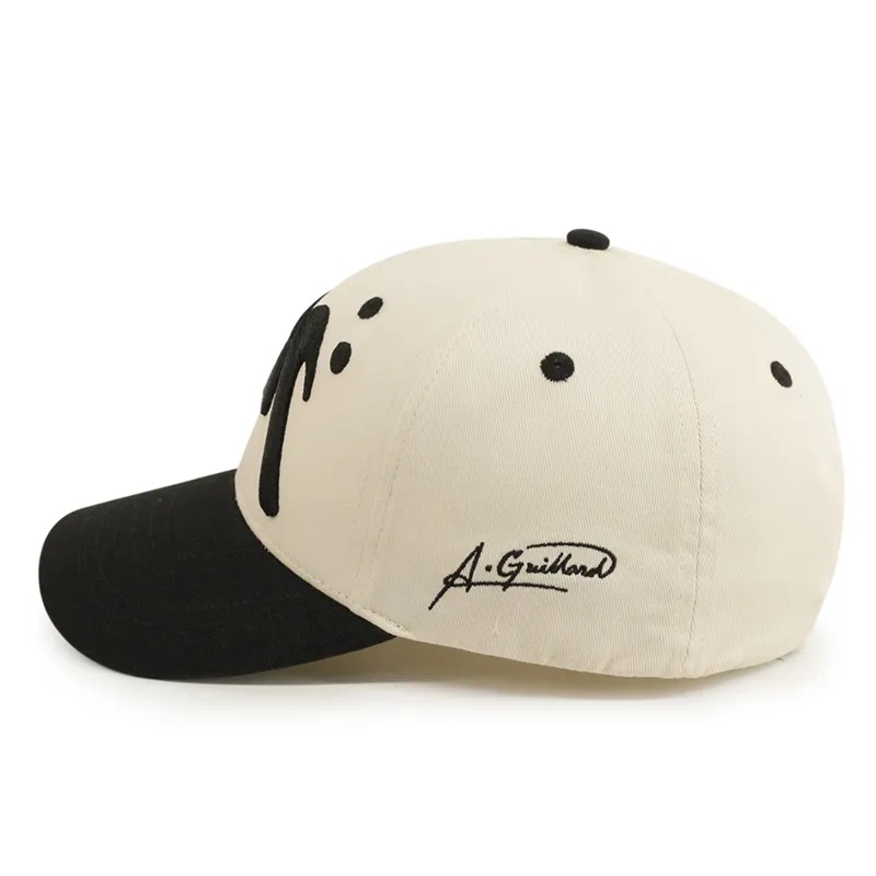 Egyedi unisex kéthangú baseball kalap 3D hímzés logó 6 panel ívelt karimás baseball sapka