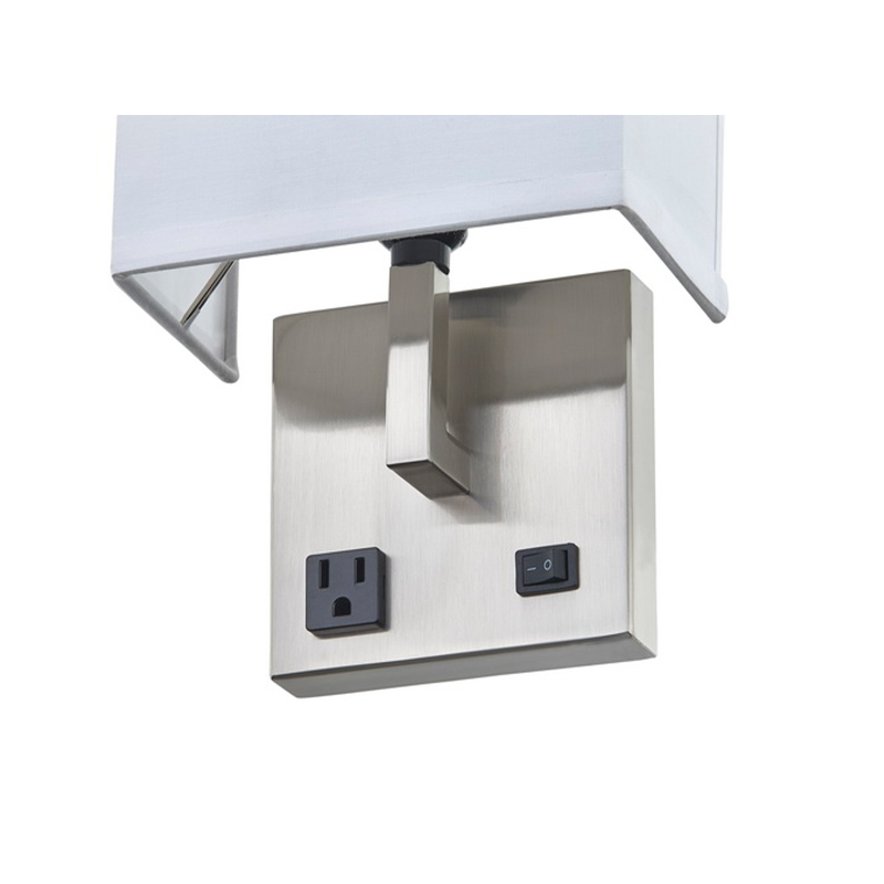 Hospitality Hotel Hand Hand Wall gyertya szálcsiszoltnikkel kivitelben és fél téglalap alakú szövet árnyékban a szálloda tipikus vendégszobában