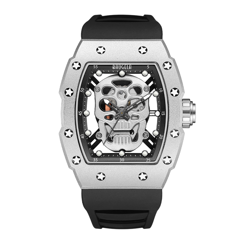 Baogela Skull Tonneau Watch Top Brand Quartz rozsdamentes acél órák vízálló kreatív óra szilikonszíj karóra Rose 4141