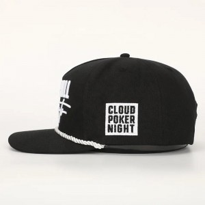 Nagykereskedelmi egyedi hímzés 5 panel fekete pamut teljesítményű sport apa kalap férfiaknők golf gorras rope baseball sapka